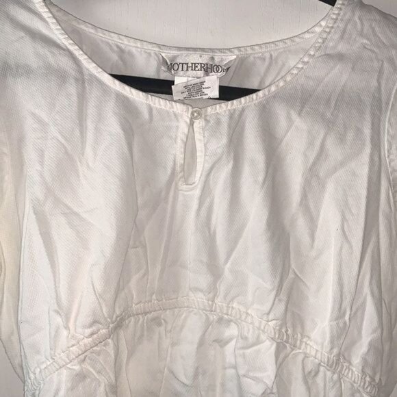 Motherhood White Cotton Maternity Blouse With 3/4 Sleeves & Tie Back - Picture 2 of 8